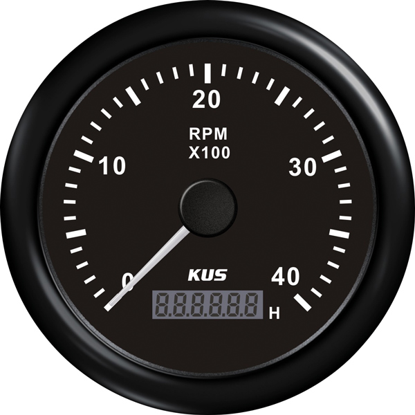 Kus omdr.tæller diesel 0-4000 0.5-250 m/time.sort 12/24v ø85